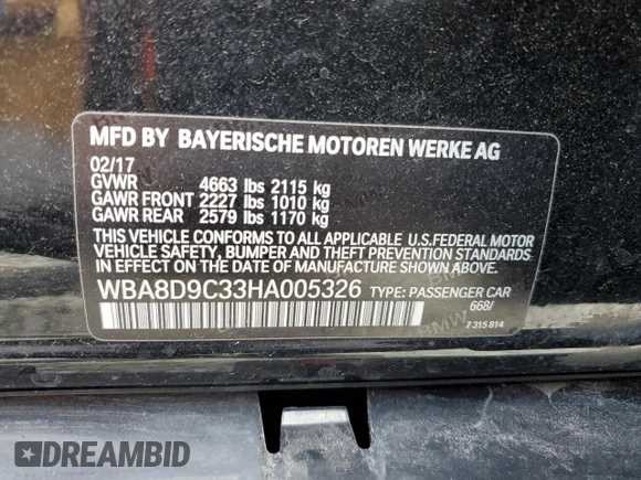 2017 BMW 3 Series 330i xDrive z VIN WBA8D9C33HA005326, wystawiony jako Copart lot #55651035 z przebiegiem 32 829 mil mil oraz Szkoda całkowita • Salvage title. Historia ofert i sprzedaży dostępna na DreamBid. Obrazek 12.