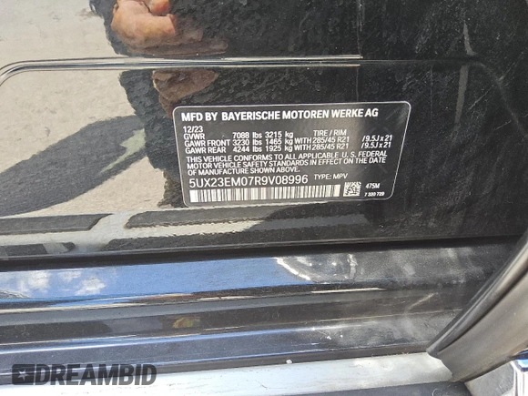 2024 BMW X7 xDrive40i z VIN 5UX23EM07R9V08996, wystawiony jako Copart lot #56997025 z przebiegiem 27 719 mil mil oraz Czysty tytuł • Clean title. Historia ofert i sprzedaży dostępna na DreamBid. Obrazek 13.