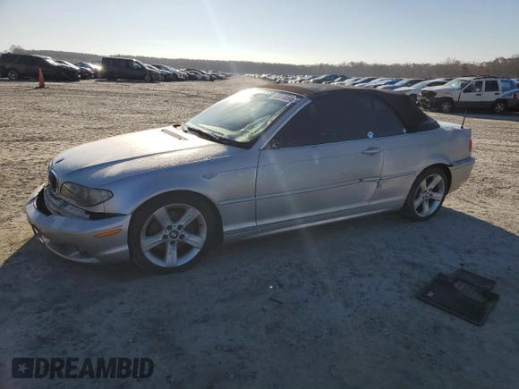 2005 BMW 3 Series 325Ci with VIN WBABW33415PL37084, listed as a Copart auction lot 82870094 with 208,216 mi miles and Salvage Title. Bid and sale history available at carsss.com. Image 1.