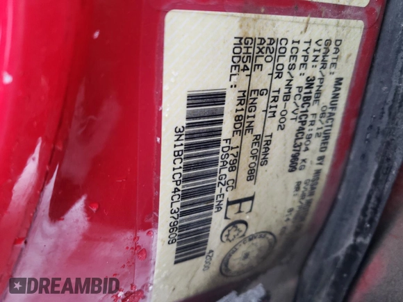 2012 Nissan Versa S with VIN 3N1BC1CP4CL379609, listed as a Copart auction lot 44508575 with 197,324 mi miles and Salvage Title. Bid and sale history available at carsss.com. Image 12.