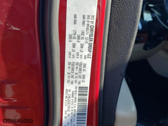 2014 Dodge Durango Limited with VIN 1C4RDJDG3EC378182, listed as a Copart auction lot 48320355 with 127,972 mi miles and Salvage Title. Bid and sale history available at carsss.com. Image 13.