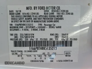 2019 Ford Mustang EcoBoost with VIN 1FA6P8TH8K5135213, listed as a Copart auction lot 64869275 with 84,700 mi miles and Salvage title. Bid and sale history available at DreamBid. Image 12.