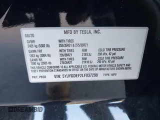 2020 Tesla Model Y Long Range with VIN 5YJYGDEF2LF037298, listed as a IAAI auction lot 37832056 with 40,417 mi miles and . Bid and sale history available at DreamBid. Image 9.