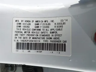 2014 Honda Accord Sport with VIN 1HGCR2F52EA190114, listed as a IAAI auction lot 39922328 with 168,814 mi miles and . Bid and sale history available at carsss.com. Image 9.