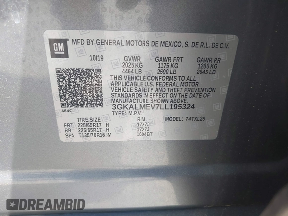 2020 GMC Terrain SLE с VIN 3GKALMEV7LL195324, выставлен на аукционе IAAI как лот 41866148 с пробегом 17 687 миль миль и . История ставок и продаж доступна на DreamBid. Изображение 9.