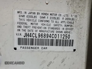 2004 Acura TSX z VIN JH4CL96894C011250, wystawiony jako Copart lot #59692385 z przebiegiem 163 507 mil mil oraz Szkoda całkowita • Salvage title. Historia ofert i sprzedaży dostępna na DreamBid. Obrazek 12.