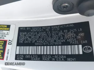 2020 Lexus ES with VIN 58ADZ1B11LU076606, listed as a IAAI auction lot 41274145 with 93,074 mi miles. Bid and sale history available at carsss.com. Image 9.
