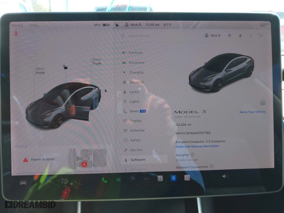 2018 Tesla Model 3 Long Range Battery with VIN 5YJ3E1EA4JF157782, listed as a IAAI auction lot 41774169 with 123,239 mi miles. Bid and sale history available at carsss.com. Image 19.