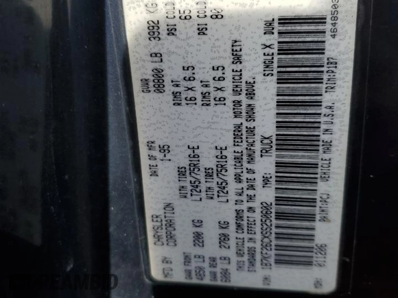 1995 Dodge 2500 with VIN 1B7KF26CXSS250602, listed as a Copart auction lot 87487014 with 272,183 mi miles and Salvage Title. Bid and sale history available at carsss.com. Image 12.