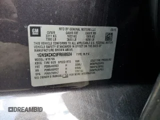 2015 Chevrolet Tahoe LTZ with VIN 1GNSKCKC9FR698924, listed as a Copart auction lot 56196895 with 184,740 mi miles and Salvage title. Bid and sale history available at DreamBid. Image 13.