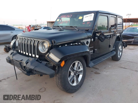 2023 Jeep Wrangler Sahara with VIN 1C4HJXEN5PW508257, listed as a IAAI auction lot 42007569 with 34,990 mi miles and . Bid and sale history available at DreamBid. Image 2.
