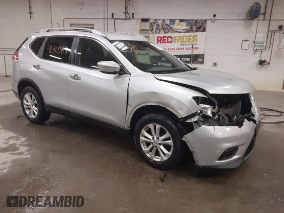 2014 Nissan Rogue S with VIN 5N1AT2MV7EC753510, listed as a IAAI auction lot 41510389 with 124,843 mi miles. Bid and sale history available at carsss.com. Image 1.