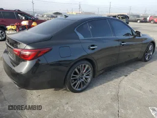 2021 Infiniti Q50 Red Sport 400 with VIN JN1FV7DP8MM850388, listed as a Copart auction lot 86922294 with 50,220 mi miles and Salvage Title. Bid and sale history available at DreamBid. Image 3.