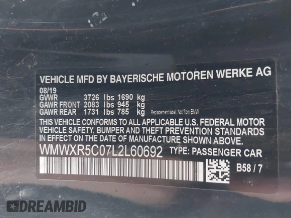 2020 MINI Hardtop Cooper S z VIN WMWXR5C07L2L60692, wystawiony jako IAAI lot #41621462 z przebiegiem 66 898 mil mil oraz . Historia ofert i sprzedaży dostępna na DreamBid. Obrazek 9.