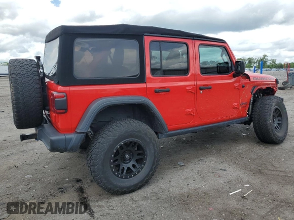 2018 Jeep Wrangler Unlimited Rubicon z VIN 1C4HJXFN3JW279812, wystawiony jako Copart lot #55626055 z przebiegiem 53 115 mil mil oraz Szkoda całkowita • Salvage title. Historia ofert i sprzedaży dostępna na DreamBid. Obrazek 3.