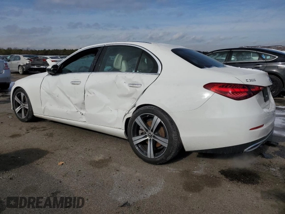 2022 Mercedes-Benz C 300 with VIN W1KAF4HB9NR039307, listed as a Copart auction lot 89340365 with 25,252 mi miles and Salvage Title. Bid and sale history available at DreamBid. Image 2.