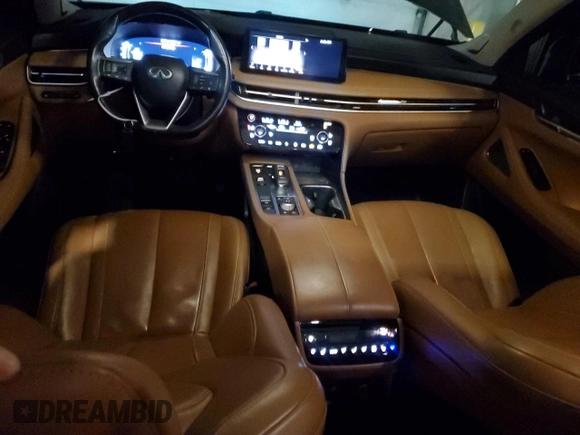 2022 Infiniti QX60 Sensory with VIN 5N1DL1GS6NC339921, listed as a Copart auction lot 83871054 with 23,570 mi miles and Salvage title. Bid and sale history available at DreamBid. Image 8.