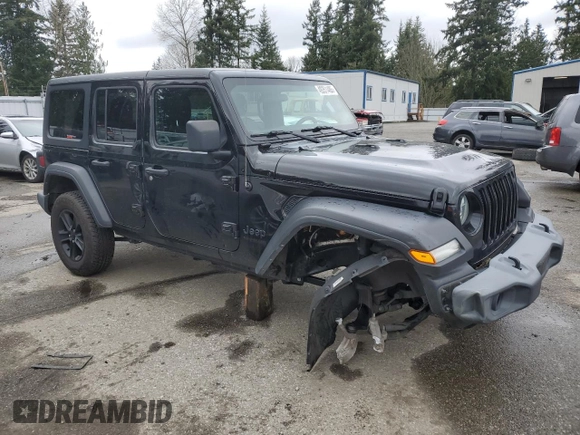2021 Jeep Wrangler Unlimited Sport S with VIN 1C4HJXDG9MW671119, listed as a Copart auction lot 49351485 with 41,939 mi miles and Salvage Title. Bid and sale history available at DreamBid. Image 4.