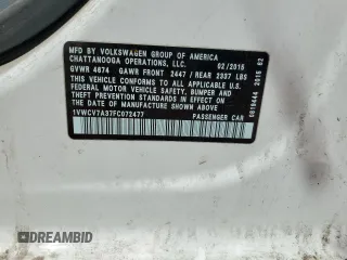 2015 Volkswagen Passat SEL Premium z VIN 1VWCV7A37FC072477, wystawiony jako Copart lot #53499125 z przebiegiem 126 207 mil mil oraz Szkoda całkowita • Salvage title. Historia ofert i sprzedaży dostępna na DreamBid. Obrazek 13.