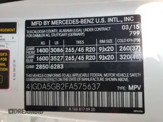2015 Mercedes-Benz M 400 z VIN 4JGDA5GB2FA575637, wystawiony jako Copart lot #59864305 z przebiegiem 140 721 mil mil oraz Szkoda całkowita • Salvage title. Historia ofert i sprzedaży dostępna na DreamBid. Obrazek 13.