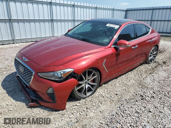 2020 Genesis G70 3.3T with VIN KMTG54LE0LU056422, listed as a Copart auction lot 71549144 with 46,683 mi miles and Non Repairable. Bid and sale history available at DreamBid. Image 1.