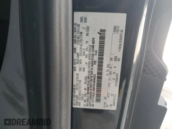 2015 Ford Transit Cargo with VIN 1FTYR2CM6FKA69923, listed as a Copart auction lot 61405695 with 185,372 mi miles and Clean title. Bid and sale history available at DreamBid. Image 11.