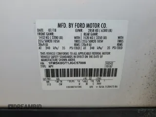 2018 Ford Explorer Sport с VIN 1FM5K8GT1JGC57008, выставлен на аукционе Copart как лот 56192175 с пробегом 120 328 миль миль и Списание • Salvage title. История ставок и продаж доступна на DreamBid. Изображение 13.