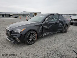 2019 Genesis G80 3.8L with VIN KMTFN4JE3KU325722, listed as a Copart auction lot 48172805 with 51,759 mi miles and Salvage Title. Bid and sale history available at carsss.com. Image 1.