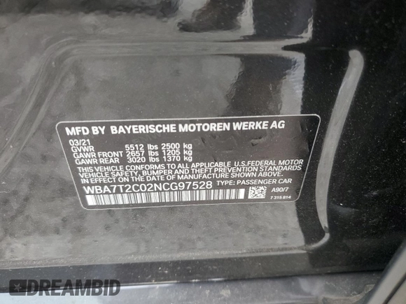 2022 BMW 7 Series 740i z VIN WBA7T2C02NCG97528, wystawiony jako Copart lot #80687204 z przebiegiem 28 387 mil mil oraz Szkoda całkowita • Salvage title. Historia ofert i sprzedaży dostępna na DreamBid. Obrazek 14.