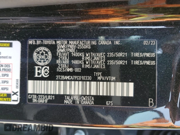 2023 Lexus RX 350 с VIN 2T2BAMCA7PC010330, выставлен на аукционе Copart как лот 58101565 с пробегом 12 234 миль миль и Чистый • Clean title. История ставок и продаж доступна на DreamBid. Изображение 13.