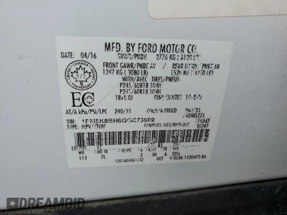 2016 Ford Explorer with VIN 1FM5K8BH6GGC73989, listed as a Copart auction lot 50078645 with 128,296 mi miles and Clean Title. Bid and sale history available at DreamBid. Image 13.