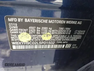 2020 BMW X2 sDrive28i with VIN WBXYH9C02L5P01502, listed as a IAAI auction lot 41397416 with 82,660 mi miles. Bid and sale history available at carsss.com. Image 9.