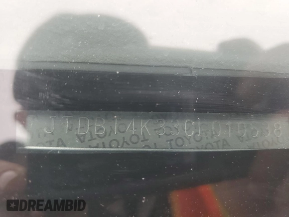 2012 Toyota Yaris with VIN JTDBT4K33CL010538, listed as a Copart auction lot 49124505 with 166,737 mi miles and Salvage Title. Bid and sale history available at DreamBid. Image 13.