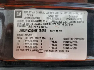 2008 Hummer H2 SUT with VIN 5GRGN22858H105935, listed as a Copart auction lot 75078544 with 0 mi miles and Salvage Title. Bid and sale history available at carsss.com. Image 13.