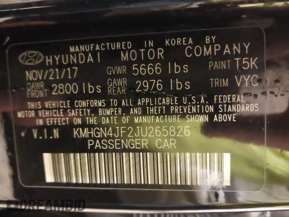 2018 Genesis G80 Ultimate with VIN KMHGN4JF2JU265826, listed as a IAAI auction lot 41749930 with 38,171 mi miles and . Bid and sale history available at carsss.com. Image 9.