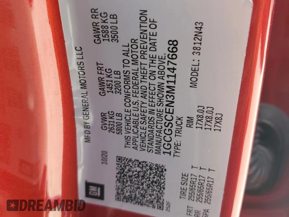 2021 Chevrolet Colorado 2WD LT с VIN 1GCGSCEN3M1147668, выставлен на аукционе Copart как лот 53610805 с пробегом 41 329 миль миль и На запчасти • Non repairable. История ставок и продаж доступна на DreamBid. Изображение 14.