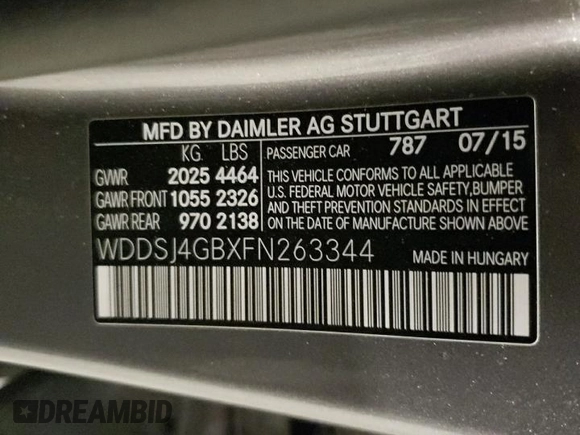 2015 Mercedes-Benz CLA 250 with VIN WDDSJ4GBXFN263344, listed as a Copart auction lot 49533754 with 92,601 mi miles and . Bid and sale history available at DreamBid. Image 12.