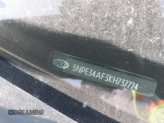 2019 Hyundai Sonata SEL with VIN 5NPE34AF3KH737724, listed as a IAAI auction lot 42108112 with 31,318 mi miles and . Bid and sale history available at DreamBid. Image 9.