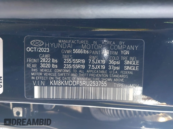 2024 Hyundai Ioniq 5 SE z VIN KM8KMDDF5RU253755, wystawiony jako IAAI lot #41356002 z przebiegiem 3 997 mil mil oraz . Historia ofert i sprzedaży dostępna na DreamBid. Obrazek 9.