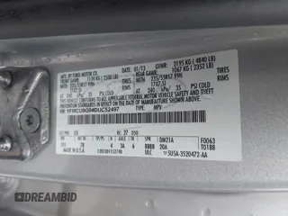 2013 Ford Escape SE with VIN 1FMCU9G94DUC52497, listed as a IAAI auction lot 42352704 with 194,648 mi miles and . Bid and sale history available at DreamBid. Image 9.