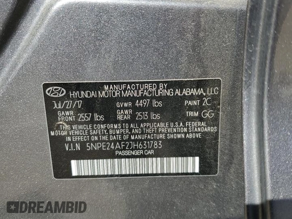 2018 Hyundai Sonata SE with VIN 5NPE24AF2JH631783, listed as a Copart auction lot 50821925 with 84,714 mi miles and Salvage Title. Bid and sale history available at DreamBid. Image 13.