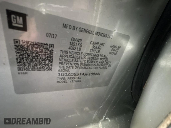 2018 Chevrolet Malibu LT with VIN 1G1ZD5ST4JF109441, listed as a Copart auction lot 54959185 with 78,764 mi miles and Salvage Title. Bid and sale history available at carsss.com. Image 10.