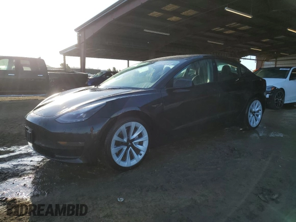 2022 Tesla Model 3 with VIN 5YJ3E1EA6NF191129, listed as a Copart auction lot 49474935 with 155,264 mi miles and Clean Title. Bid and sale history available at carsss.com. Image 1.