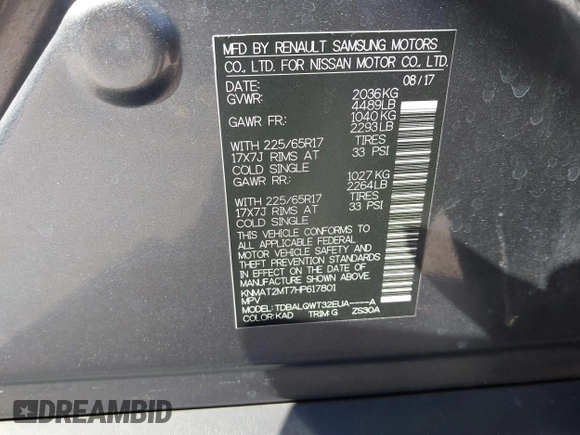 2017 Nissan Rogue S with VIN KNMAT2MT7HP617801, listed as a IAAI auction lot 41754527 with 156,195 mi miles and . Bid and sale history available at DreamBid. Image 9.