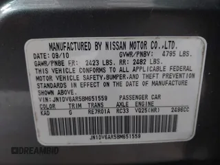 2011 Infiniti G25 Sedan x with VIN JN1DV6AR5BM651559, listed as a IAAI auction lot 41376153 with 1 mi miles. Bid and sale history available at carsss.com. Image 9.