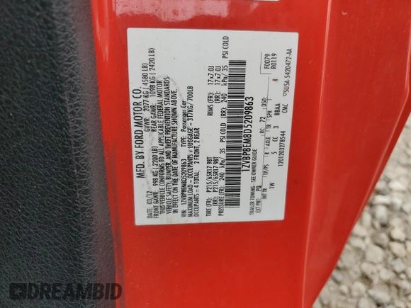 2013 Ford Mustang V6 with VIN 1ZVBP8EM8D5209863, listed as a Copart auction lot 56799405 with 120,342 mi miles and Salvage title. Bid and sale history available at DreamBid. Image 13.