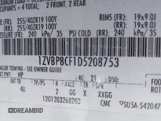 2013 Ford Mustang GT with VIN 1ZVBP8CF1D5208753, listed as a IAAI auction lot 41754011 with 158,809 mi miles and . Bid and sale history available at DreamBid. Image 9.