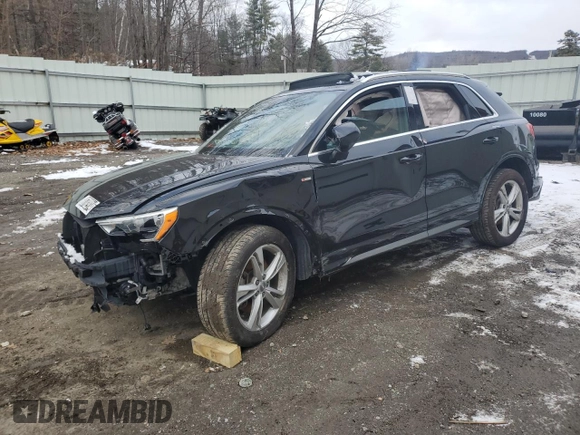 2020 Audi Q3 S line Premium with VIN WA1DECF35L1056563, listed as a Copart auction lot 80702914 with 57,260 mi miles and Clean Title. Bid and sale history available at carsss.com. Image 1.