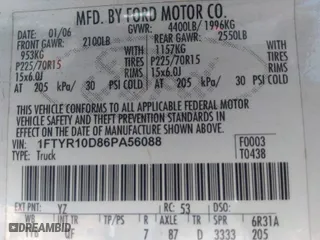 2006 Ford Ranger XL with VIN 1FTYR10D86PA56088, listed as a IAAI auction lot 41770658 with 186,864 mi miles. Bid and sale history available at carsss.com. Image 9.