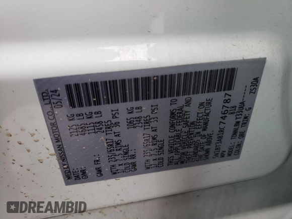 2024 Nissan Rogue S z VIN 5N1BT3AB1RC746787, wystawiony jako Copart lot #83751454 z przebiegiem 22 488 mil mil oraz Nie do naprawy • Non repairable. Historia ofert i sprzedaży dostępna na DreamBid. Obrazek 14.
